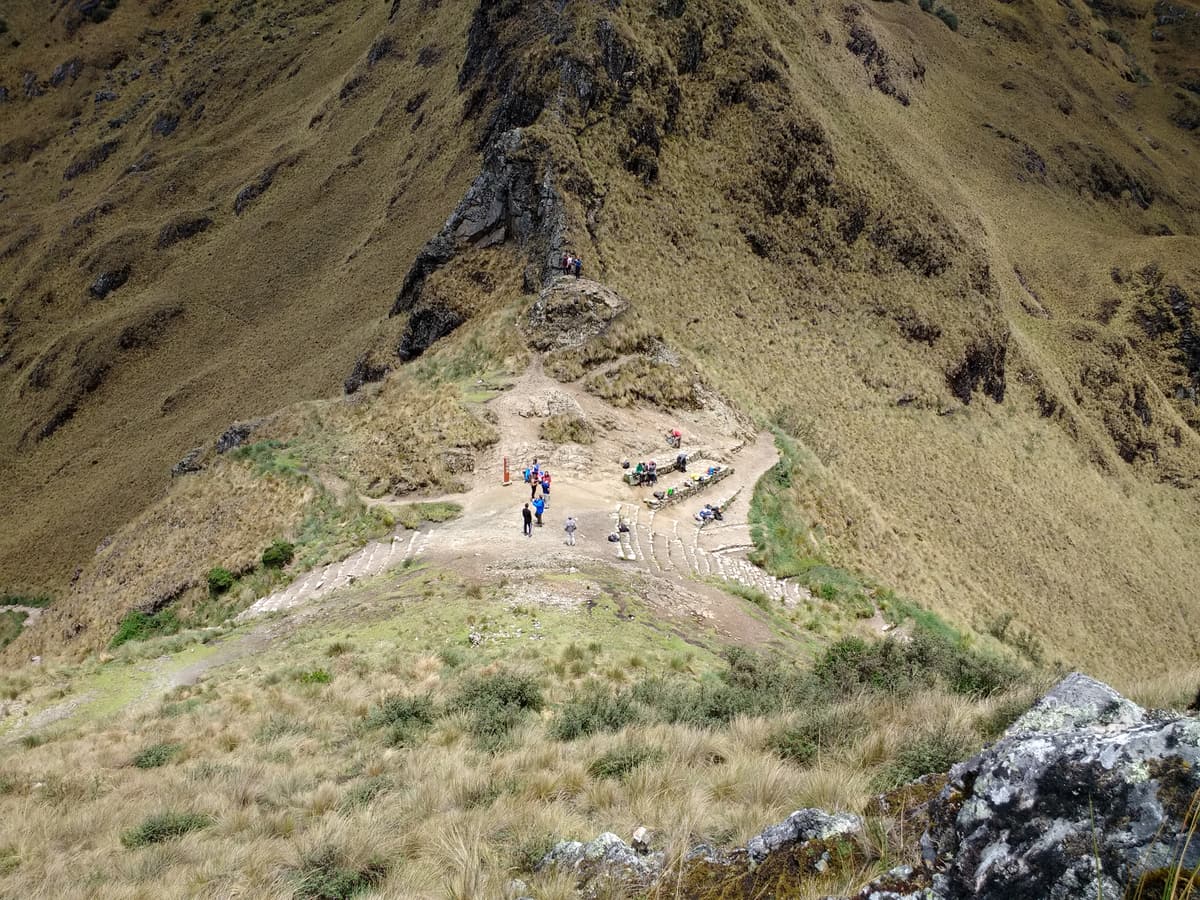 Der Inka-Trail, von oberhalb des Passes der toten Frau gesehen